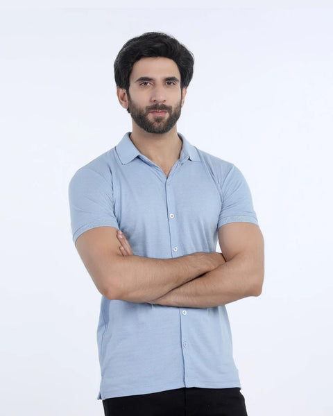 Men's Half Sleeves Polo Front Open Shirt