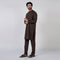 Eminent Men's Embroidered Kurta Pajama Suit - Chocolate