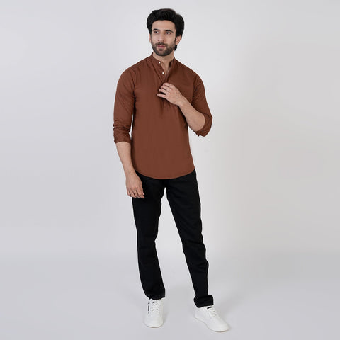 Eminent Men's Casual Plain Shirt - Coffee