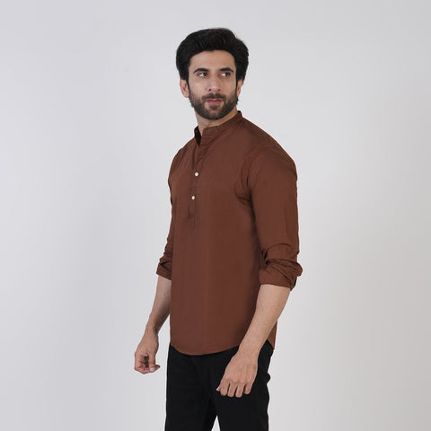 Eminent Men's Casual Plain Shirt - Coffee