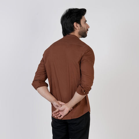 Eminent Men's Casual Plain Shirt - Coffee