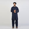 Eminent Men's Trim Fit Embroided ShalwarSuit - Navy Blue