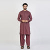 Eminent Men's Trim Fit Embroidered ShalwarSuit - Choco Brown