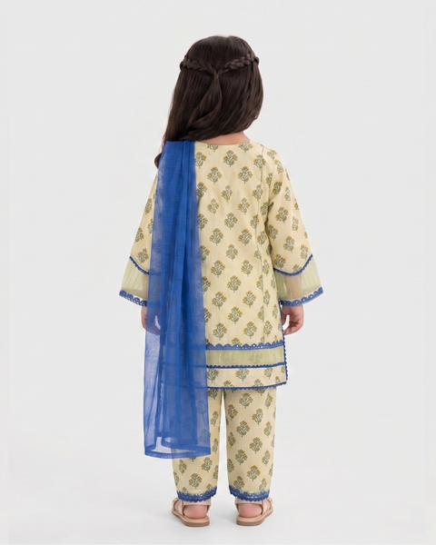 Girls' Essential Embroidered Dyed 3 Pc Suit