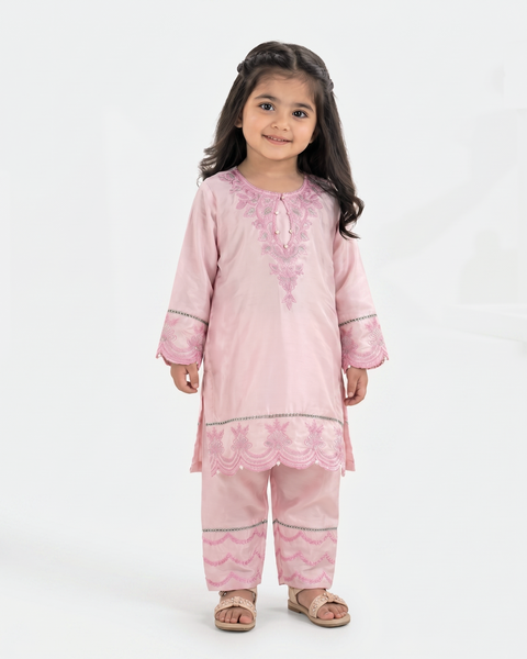 Girls' Signature Embroidered Dyed 2 Pc Suit
