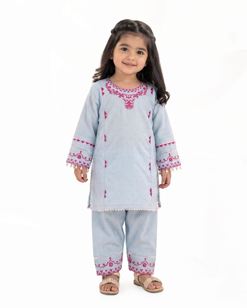Girls' Signature Embroidered Dyed 2 Pc Suit
