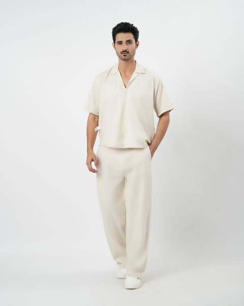 Men's Solid Polyester Co-ord Set