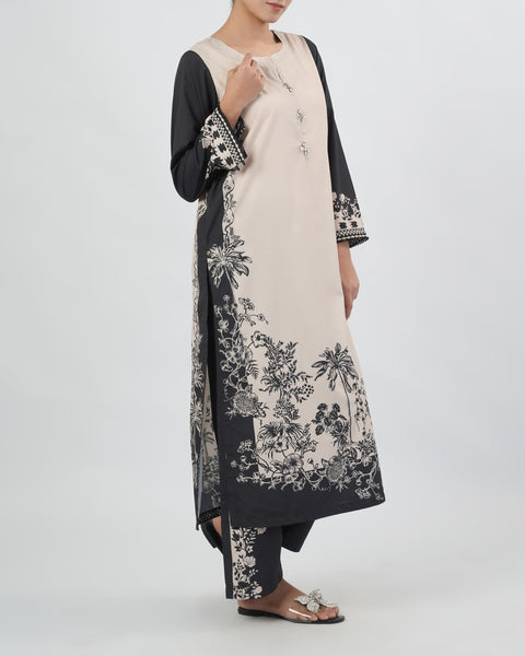 Women's Silk Printed Fusion Co-Ord Set