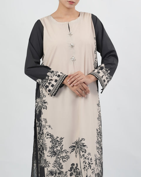 Women's Silk Printed Fusion Co-Ord Set