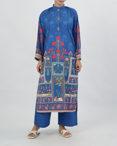 Women's Silk Printed Fusion Co-Ord Set