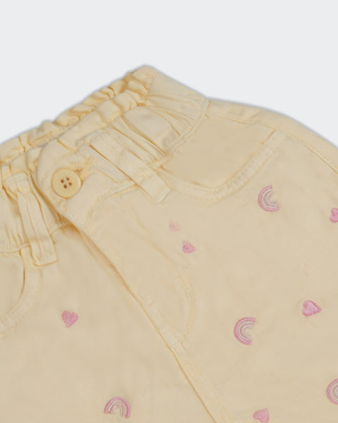 Newborn Girls Embroidered Twill Shorts