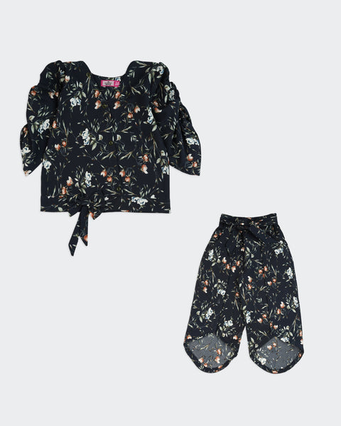 Girls' Textured Printed Co-Ord Set