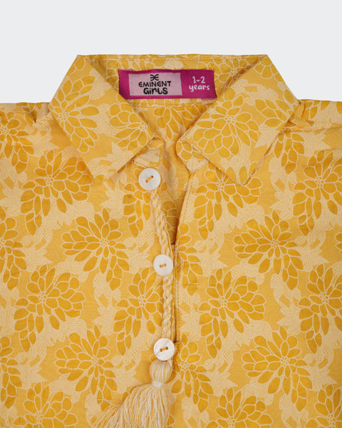 Girls' Floral Textured Kurti