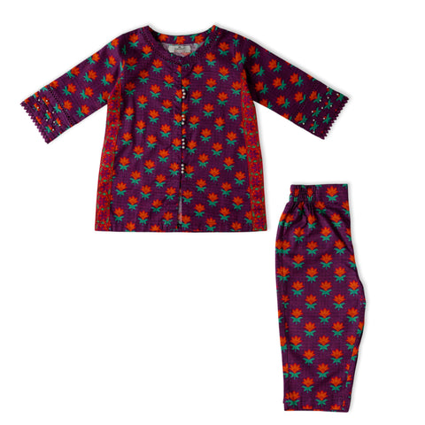 Eminent Girls Printed 2Pcs Shalwar Suit - Purple