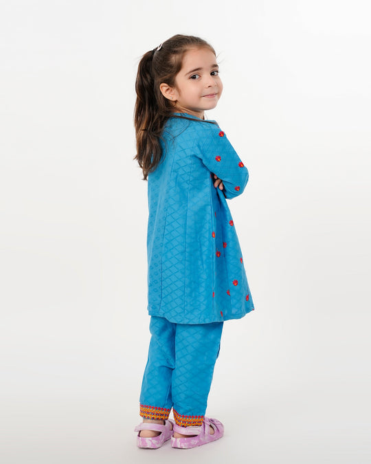 Eminent Girls Embroidered Shalwar Suit - Ocean Blue, Girls Shalwar Kameez, Eminent, Chase Value