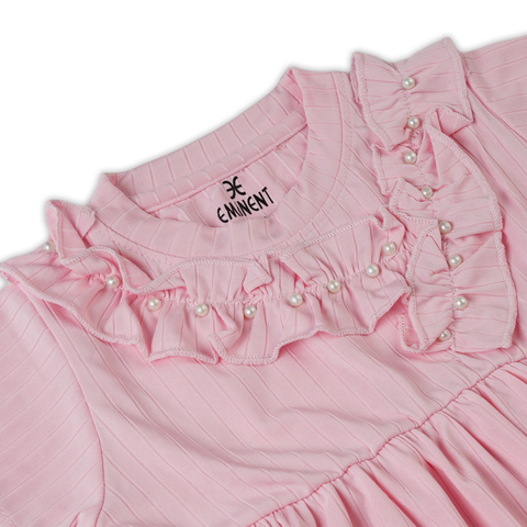 Eminent Girls Half Sleeves Frock - Pink