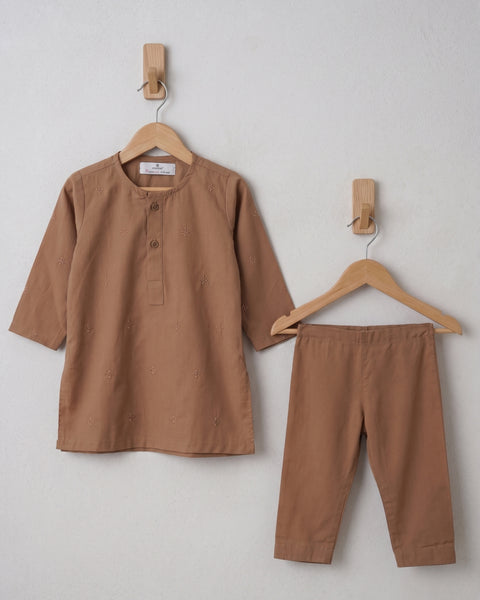 Newborn Boys' Embroidered Cotton Kurta Shalwar