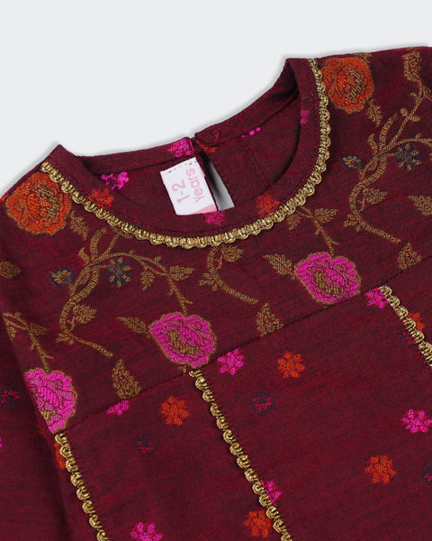 Girls' Embroidered Dyed 2 Pc Suit