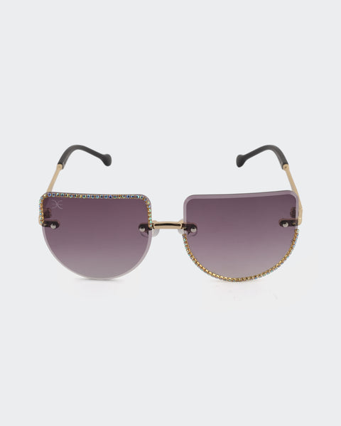 Rimless Square Rhinestone Sunglasses