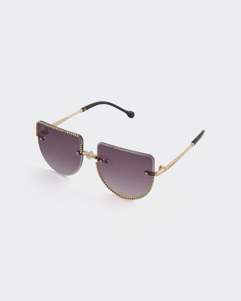 Rimless Square Rhinestone Sunglasses
