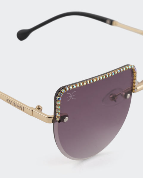 Rimless Square Rhinestone Sunglasses