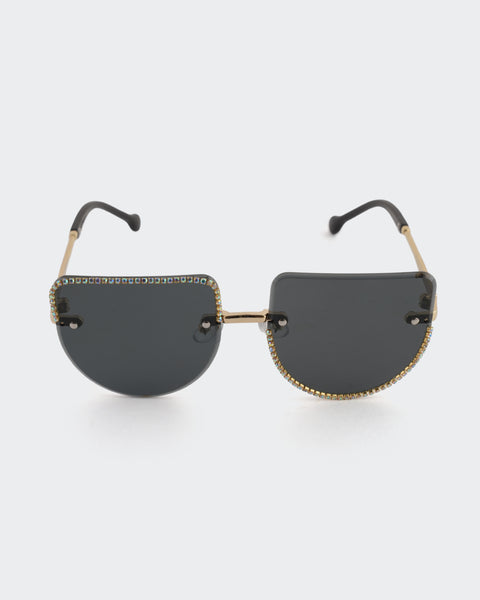 Rimless Square Rhinestone Sunglasses