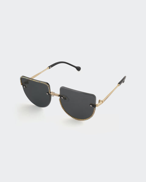 Rimless Square Rhinestone Sunglasses