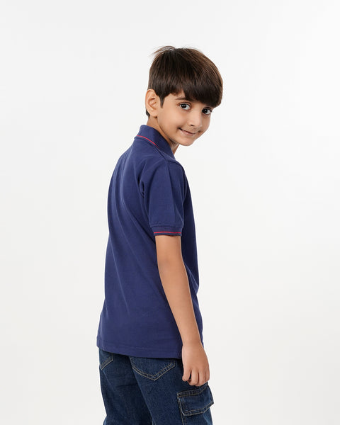 Eminent Boys Half Sleeves Polo T-Shirt - Navy Blue