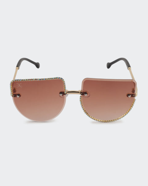Rimless Square Rhinestone Sunglasses