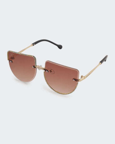 Rimless Square Rhinestone Sunglasses