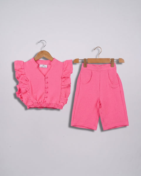 Newborn Girlsâ€™ Plain Fusion 2 Pcs Suit