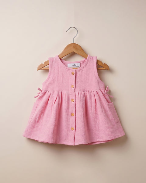 Newborn Girls Plain Seersucker Frock
