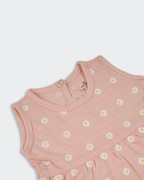 Newborn Girls Printed Pique Co-ord Set