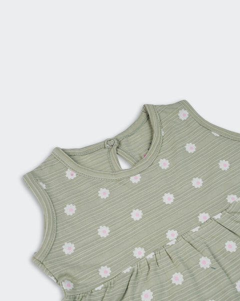 Newborn Girls Printed Pique Co-ord Set