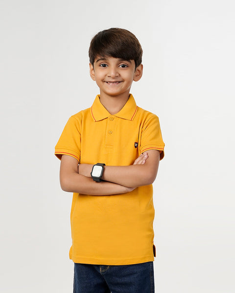 Eminent Boys Half Sleeves Polo T-Shirt - Mustard