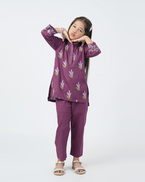 Eminent Girls Embroidered 02 Pcs Shalwar Suit - Purple