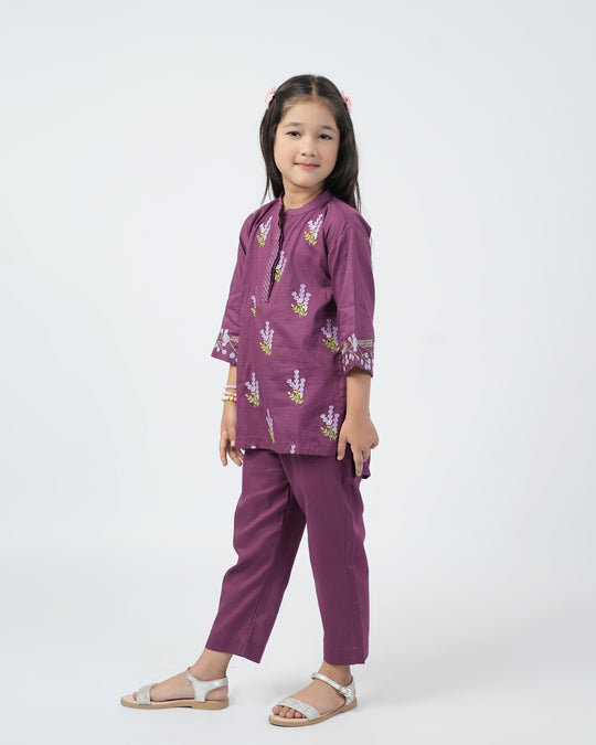 Eminent Girls Embroidered 02 Pcs Shalwar Suit - Purple