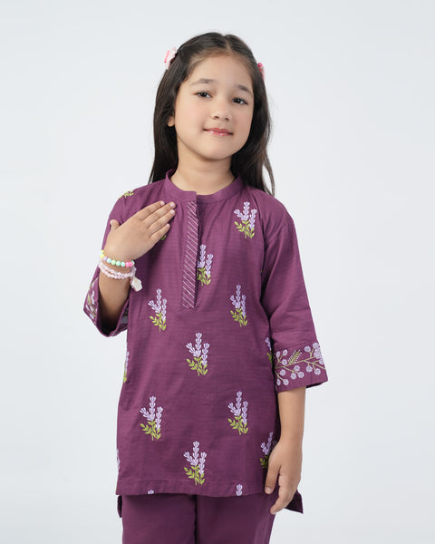 Eminent Girls Embroidered 02 Pcs Shalwar Suit - Purple
