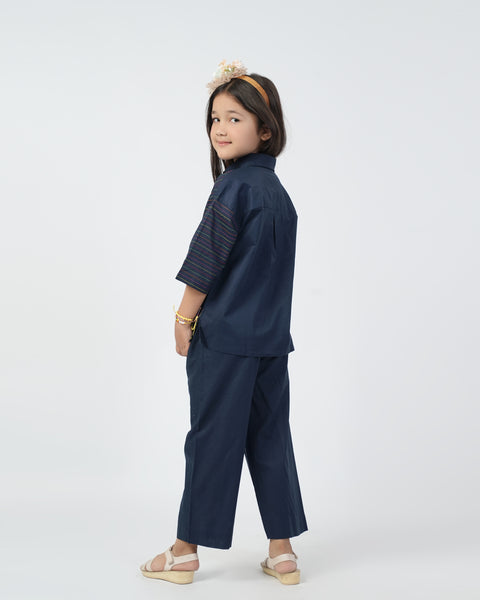 Eminent Girls Embroidered 2 Pcs Suit - Dark Blue