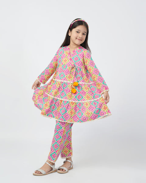 Girls' Printed 02 Pcs Suit