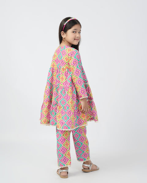 Girls' Printed 02 Pcs Suit