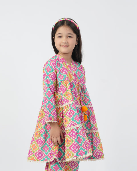 Girls' Printed 02 Pcs Suit