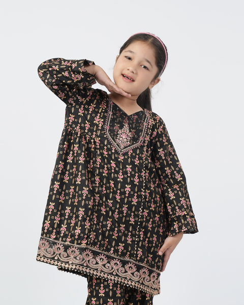 Eminent Girls Embroidered Shalwar Suits - Black