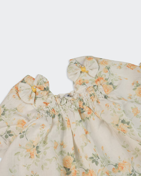 Newborn Girls Printed Textured Frock