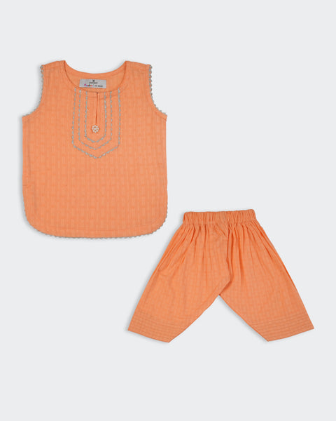 Newborn Girls Solid Jacquard 2 Pcs Suit