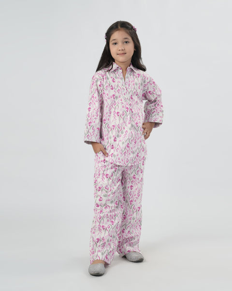 Girls' Solid Cotton Co-Ord Set