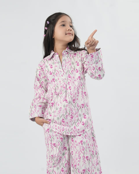 Girls' Solid Cotton Co-Ord Set