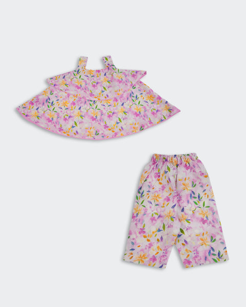 Newborn Girls Printed Fusion 2 Pcs Suit