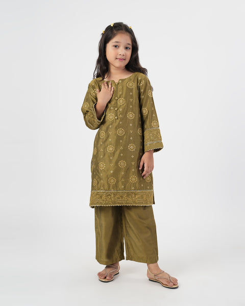 Girls' Essentials Embroidered Dyed 2Pc Suit
