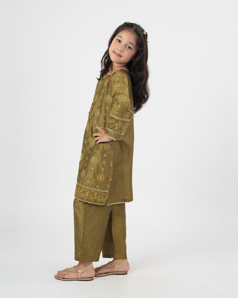 Girls' Essentials Embroidered Dyed 2Pc Suit